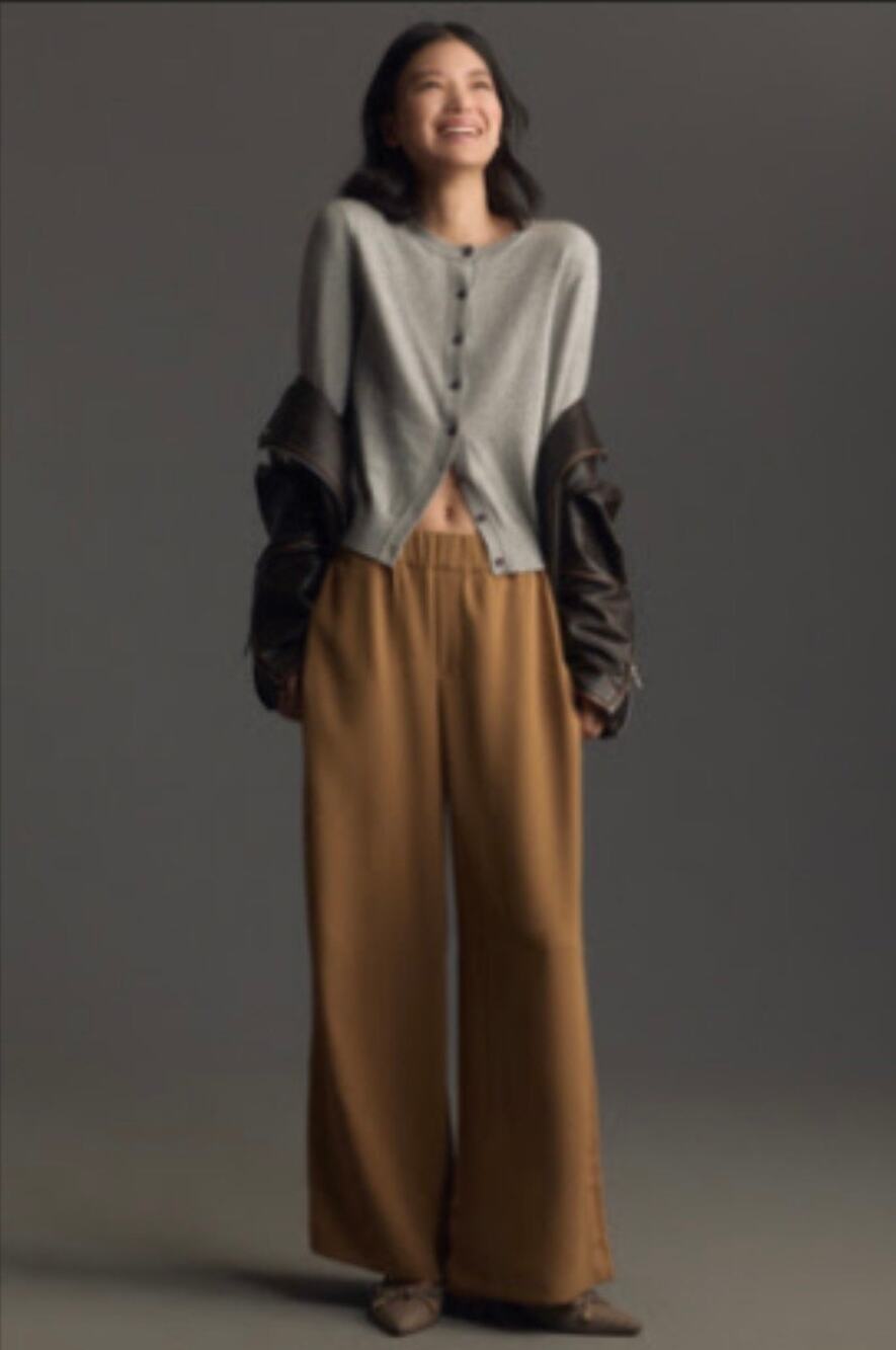 Anthropologie Soft Pull On Pant Wide Leg Khaki XS NWT